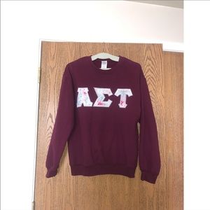 Alpha Sigma Tau AST Burgundy Floral Sorority Letters